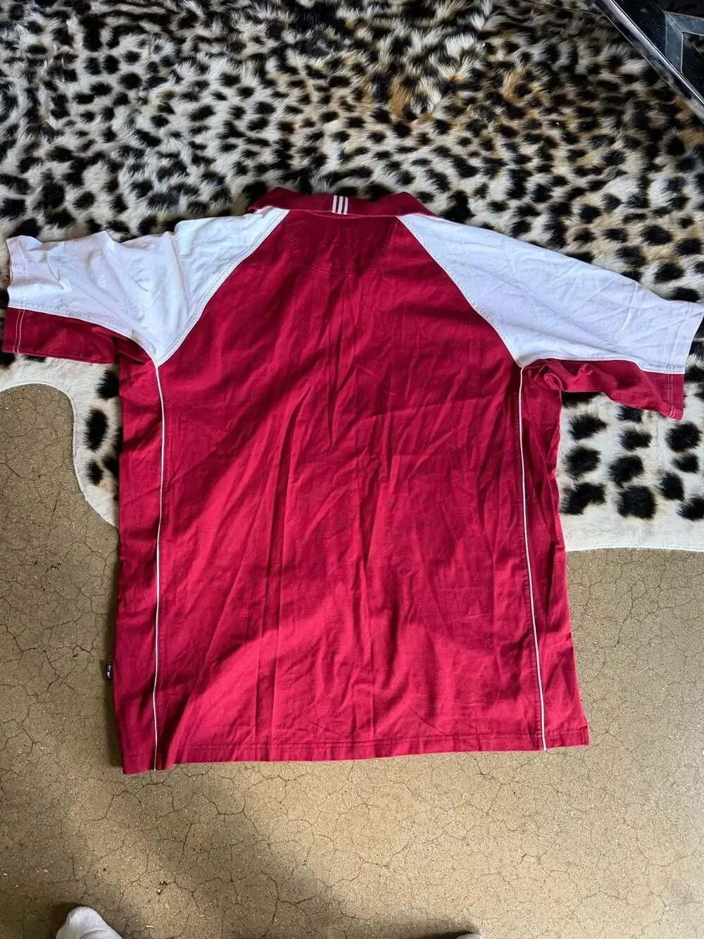 Adidas Climalite Vintage Red and White Short Sleeve Raglan Polo Shirt
